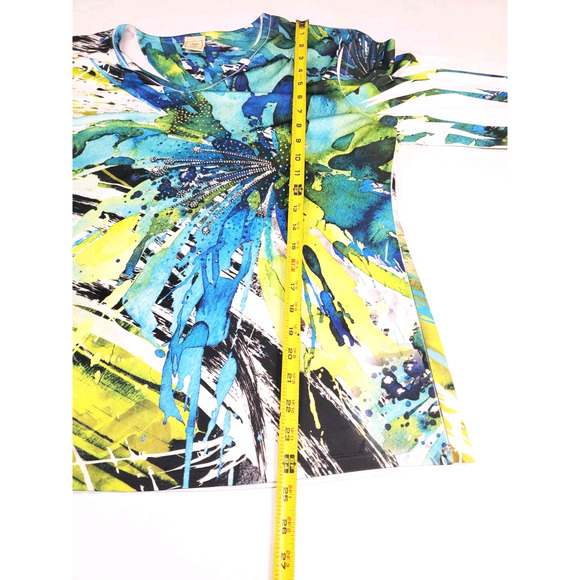 Jess & Jane Womens Large Top Lagenlook Floral Bohemian White Abstract Colorful - Picture 8 of 9